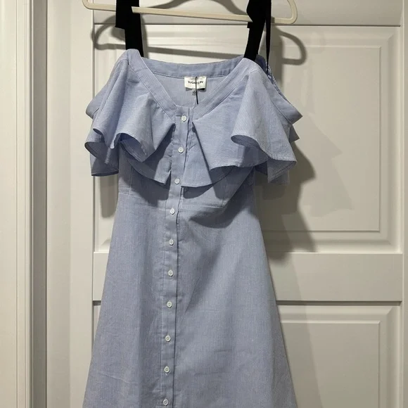 NWT Beautiful and feminine A-Line Sugar+Lips Light Blue Off-Shoulder Dress Sz S - Picture 8 of 16
